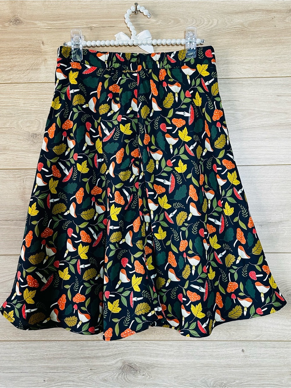 ModCloth Black Circle Skirt with Colorful forest